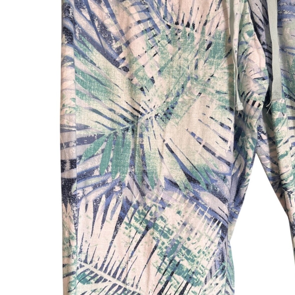Bandolino Jeans Petite Palm Leaf Print Wide Leg Pant Women Size 10P Linen Petite - Picture 3 of 10
